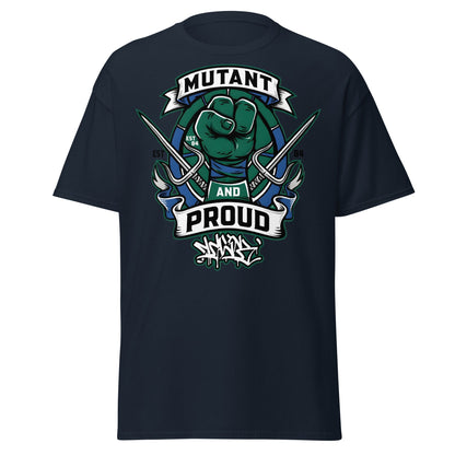 Mutant and Proud T-Shirt - Ninja Turtle Inspired Graphic Tee - Navy - T-Shirts Online
