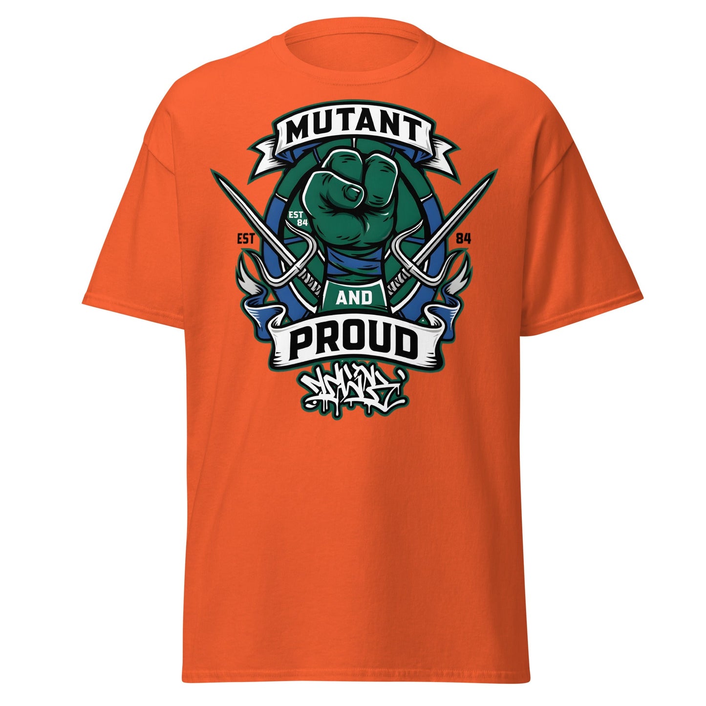 Mutant and Proud T-Shirt - Ninja Turtle Inspired Graphic Tee - Orange - T-Shirts Online