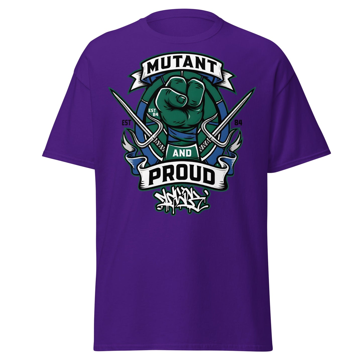 Mutant and Proud T-Shirt - Ninja Turtle Inspired Graphic Tee - Purple - T-Shirts Online