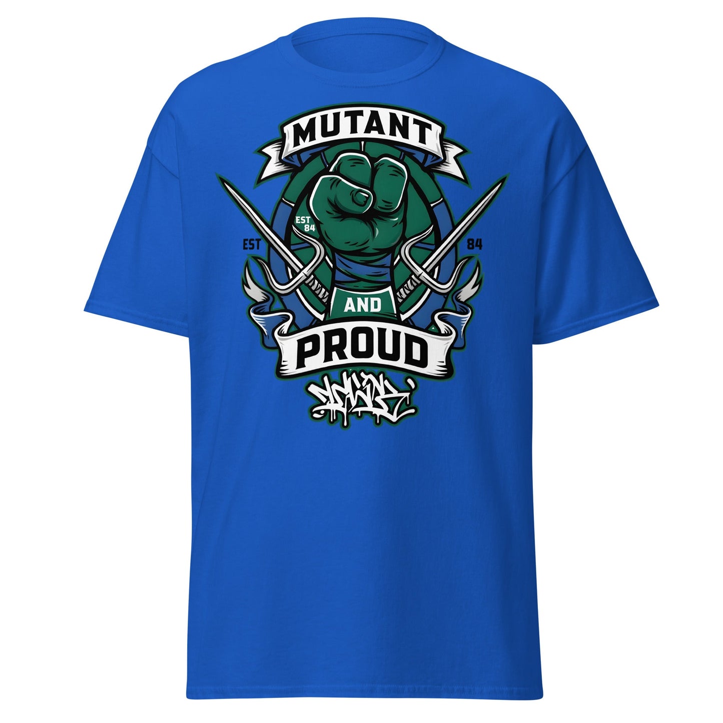 Mutant and Proud T-Shirt - Ninja Turtle Inspired Graphic Tee - Royal - T-Shirts Online
