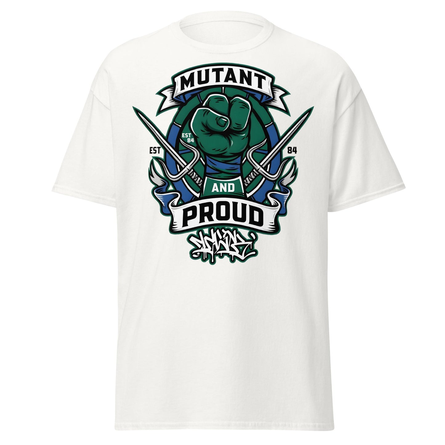 Mutant and Proud T-Shirt - Ninja Turtle Inspired Graphic Tee - White - T-Shirts Online