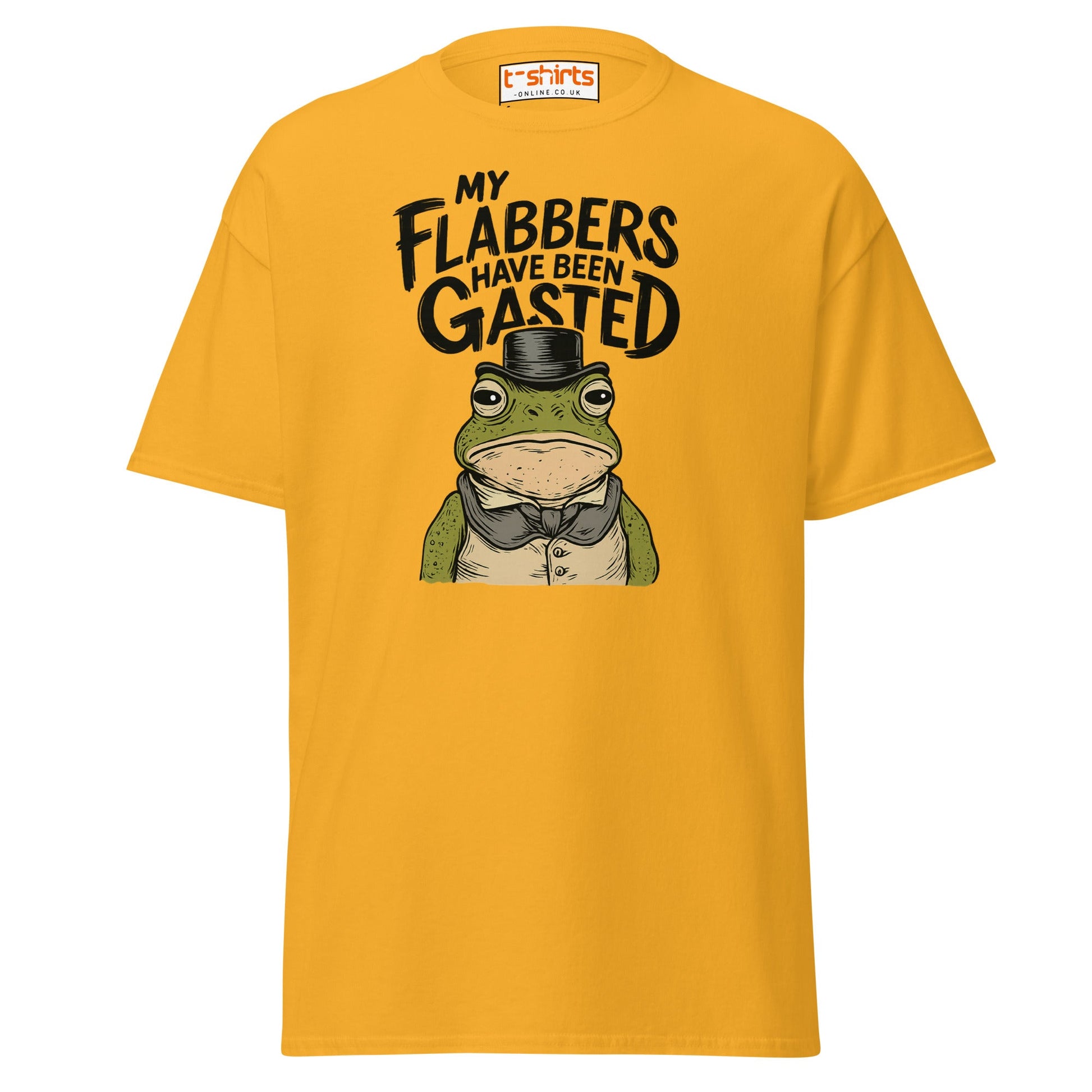 My Flabbers Have Been Gasted Funny Frog T-Shirt - Gold - T-Shirts Online