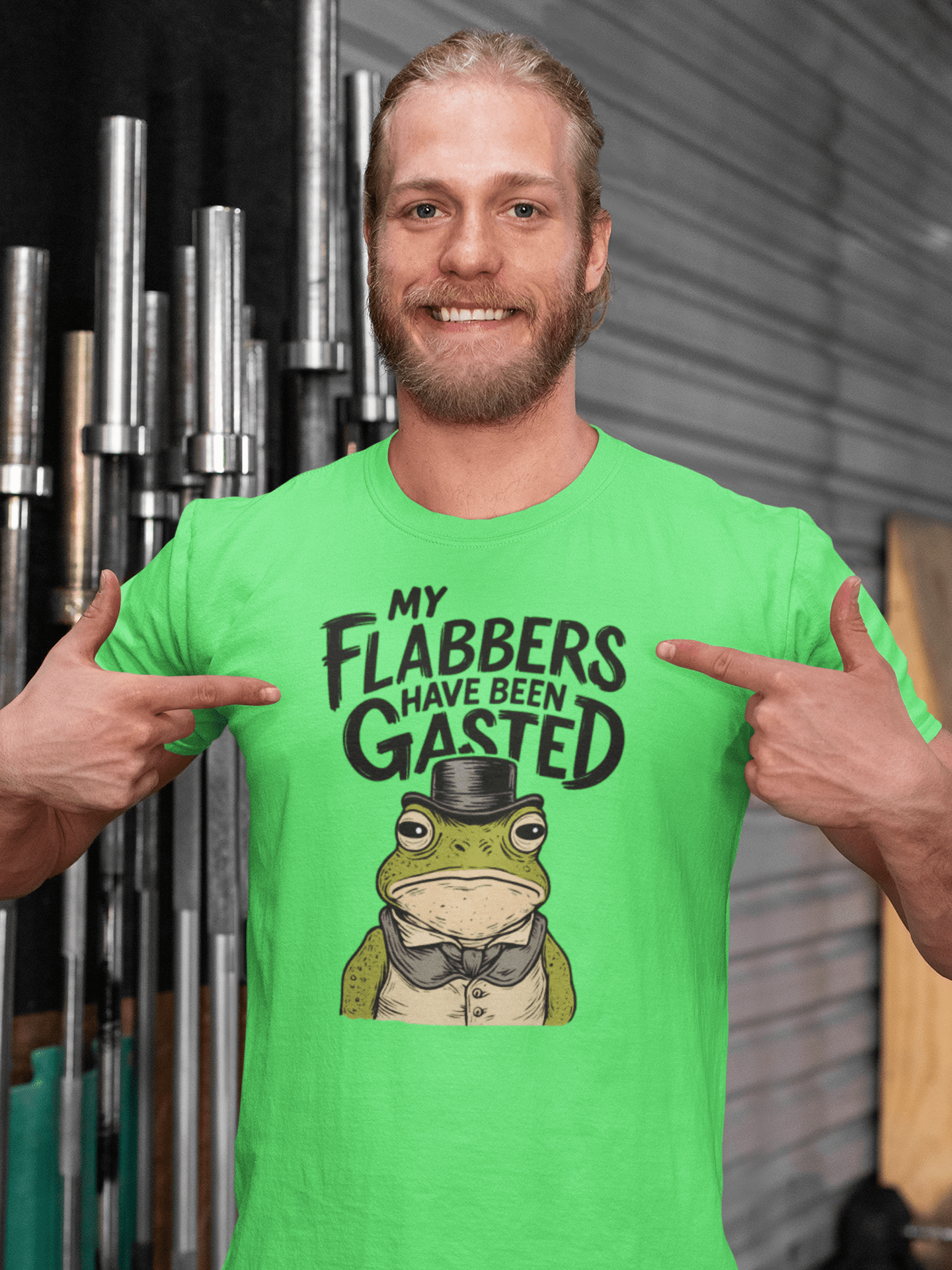 My Flabbers Have Been Gasted Funny Frog T-Shirt - Military Green - T-Shirts Online
