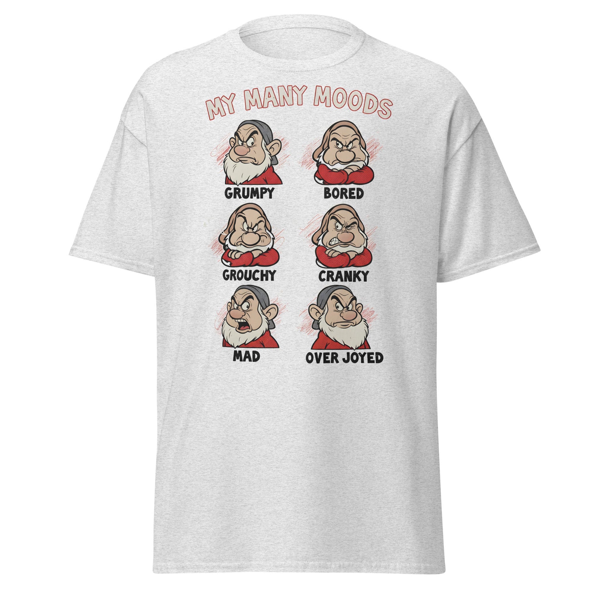 My Many Moods T-Shirt | Funny Grumpy Mood Chart Tee - Ash - T-Shirts Online