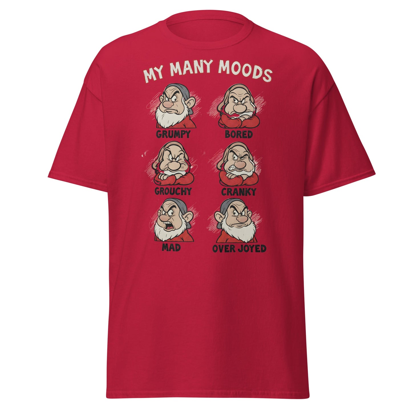 My Many Moods T-Shirt | Funny Grumpy Mood Chart Tee - Cardinal - T-Shirts Online