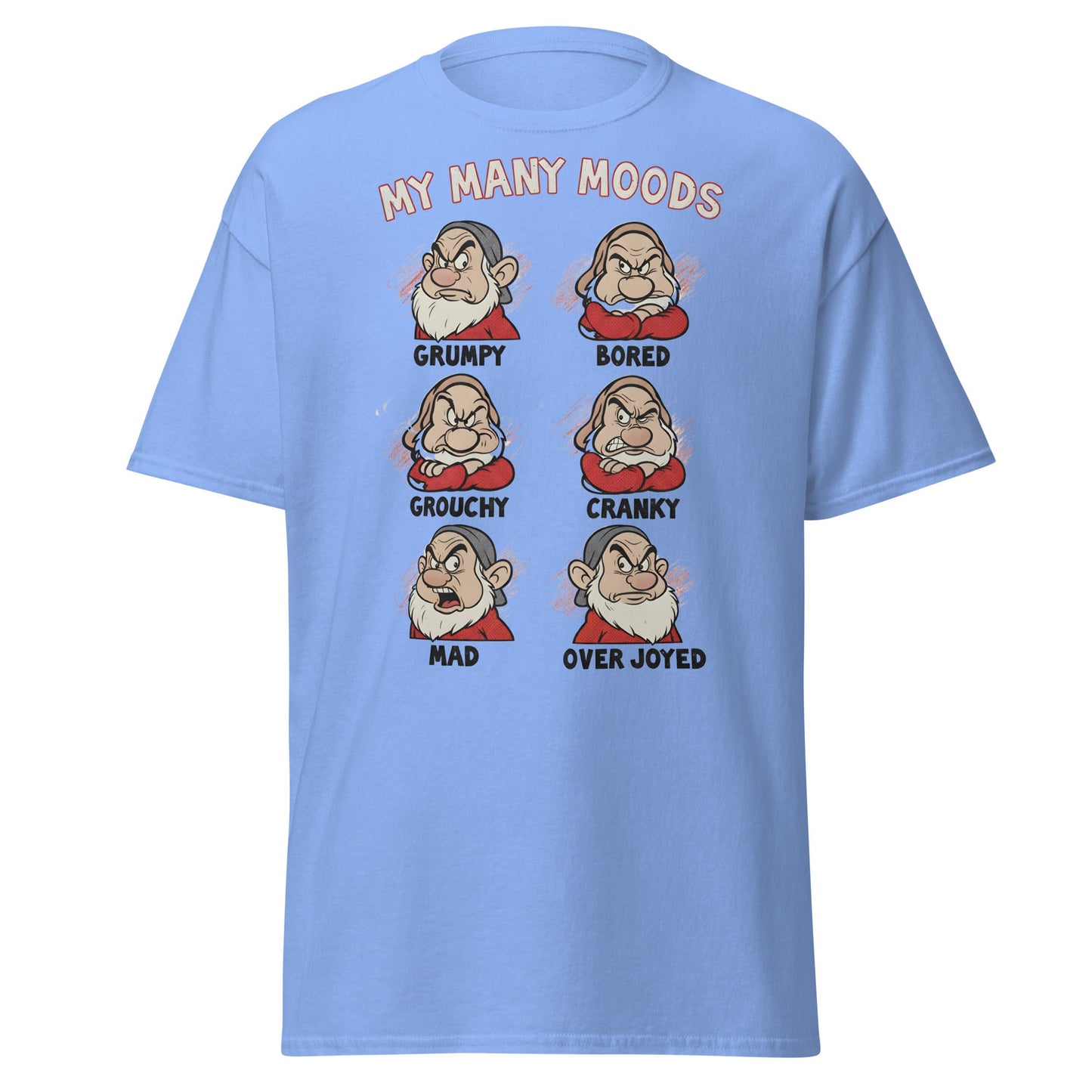 My Many Moods T-Shirt | Funny Grumpy Mood Chart Tee - Carolina Blue - T-Shirts Online