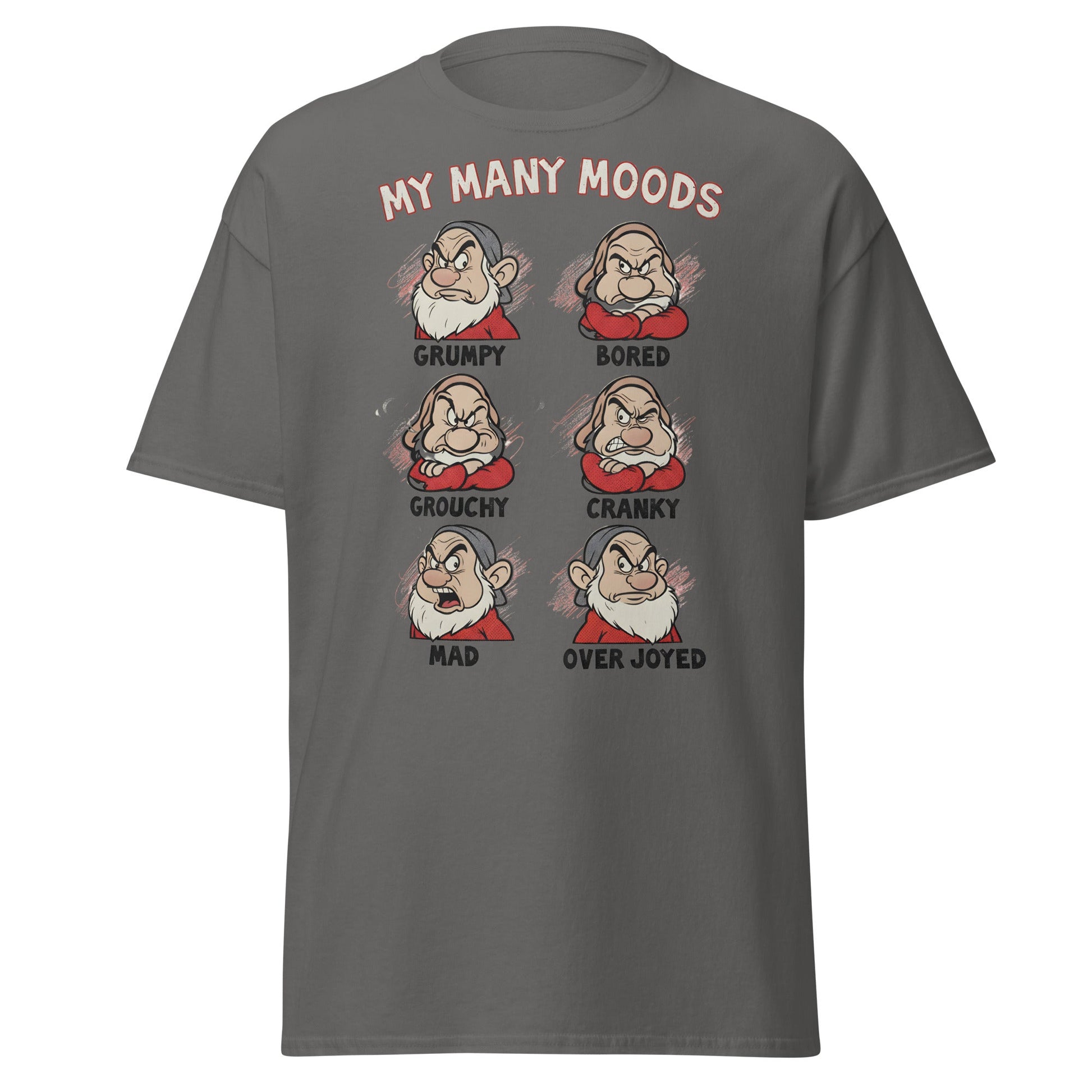 My Many Moods T-Shirt | Funny Grumpy Mood Chart Tee - Charcoal - T-Shirts Online
