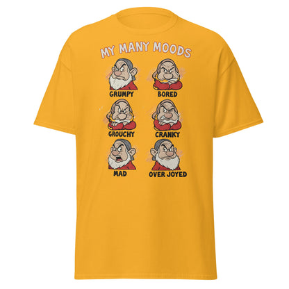 My Many Moods T-Shirt | Funny Grumpy Mood Chart Tee - Gold - T-Shirts Online