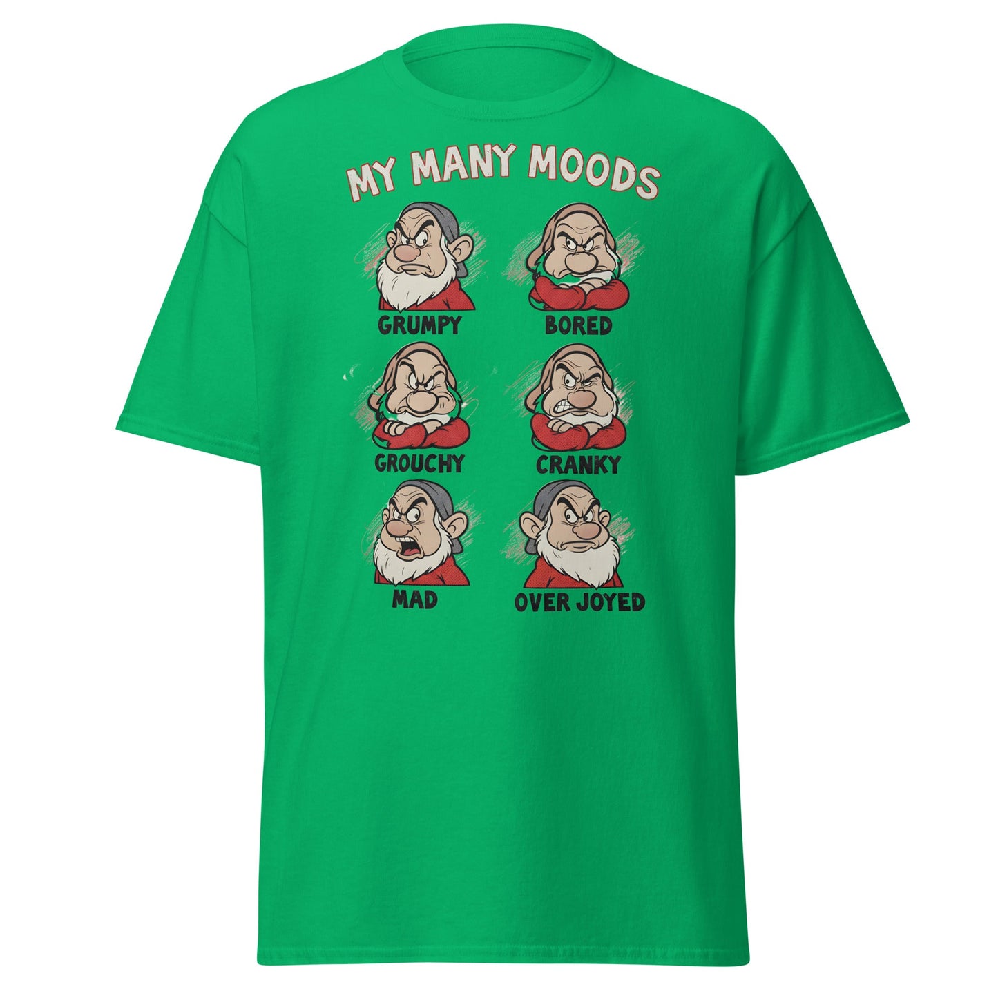 My Many Moods T-Shirt | Funny Grumpy Mood Chart Tee - Irish Green - T-Shirts Online