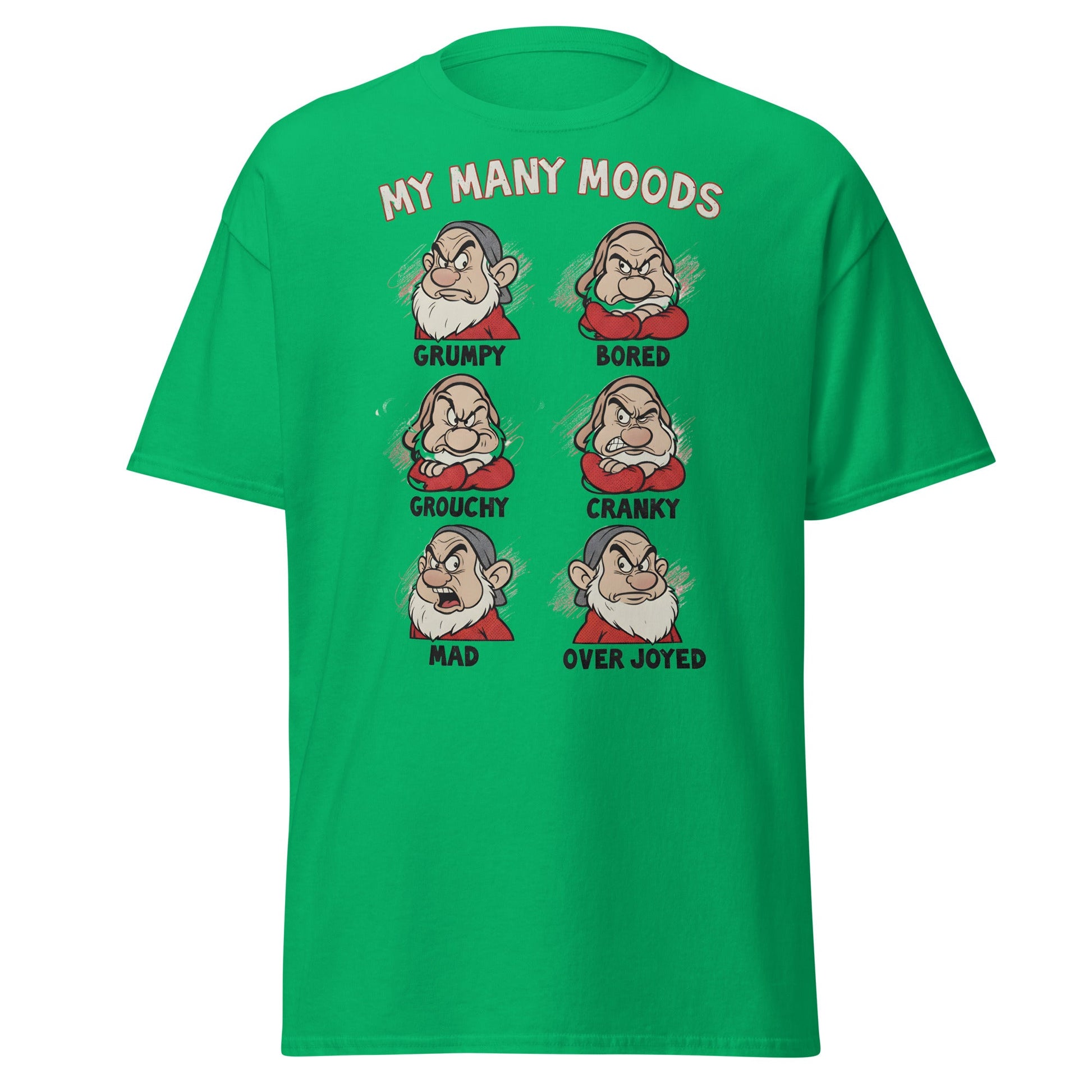 My Many Moods T-Shirt | Funny Grumpy Mood Chart Tee - Irish Green - T-Shirts Online