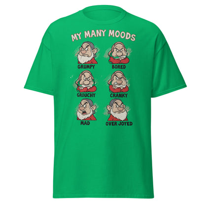 My Many Moods T-Shirt | Funny Grumpy Mood Chart Tee - Irish Green - T-Shirts Online