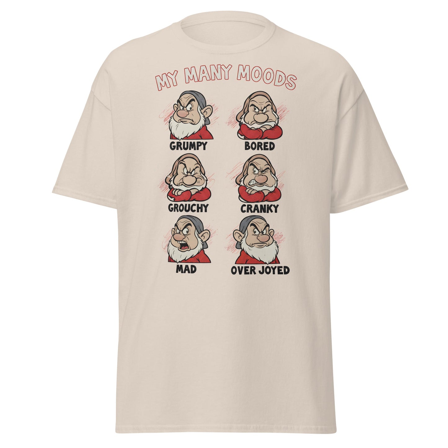 My Many Moods T-Shirt | Funny Grumpy Mood Chart Tee - Natural - T-Shirts Online
