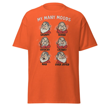 My Many Moods T-Shirt | Funny Grumpy Mood Chart Tee - Orange - T-Shirts Online