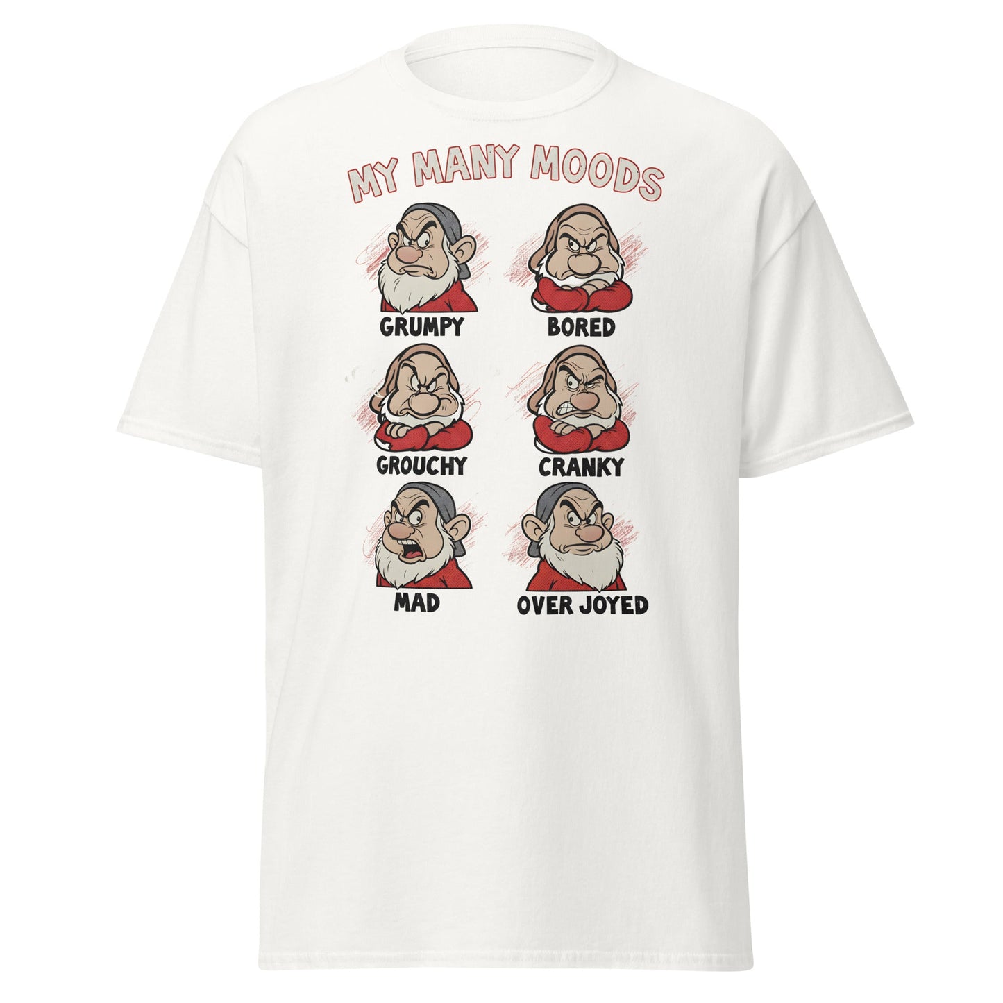 My Many Moods T-Shirt | Funny Grumpy Mood Chart Tee - White - T-Shirts Online