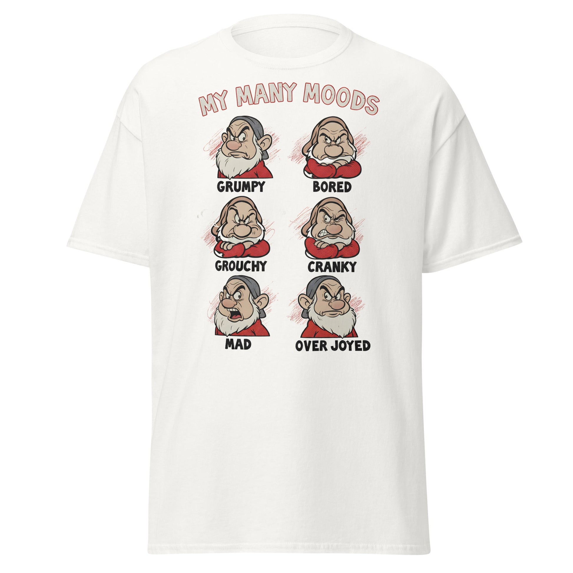 My Many Moods T-Shirt | Funny Grumpy Mood Chart Tee - White - T-Shirts Online