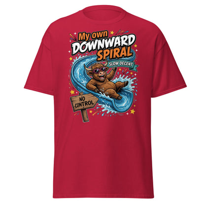 My Own Downward Spiral Funny Cow T-Shirt – Slow Decent Tee - Cardinal - T-Shirts Online