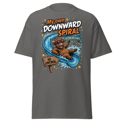 My Own Downward Spiral Funny Cow T-Shirt – Slow Decent Tee - Charcoal - T-Shirts Online