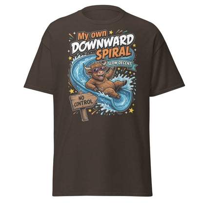My Own Downward Spiral Funny Cow T-Shirt – Slow Decent Tee - Dark Chocolate - T-Shirts Online