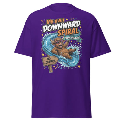 My Own Downward Spiral Funny Cow T-Shirt – Slow Decent Tee - Purple - T-Shirts Online