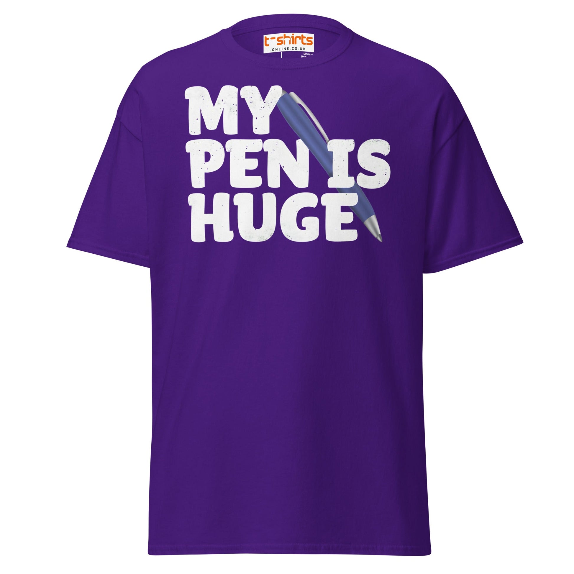 My Pen Is Huge T-Shirt | Funny Adult Wordplay Tee - Purple - T-Shirts Online