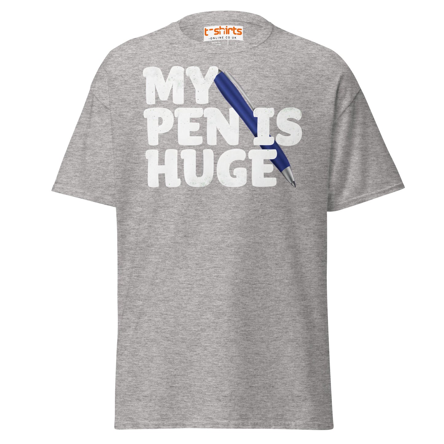 My Pen Is Huge T-Shirt | Funny Adult Wordplay Tee - Sport Grey - T-Shirts Online