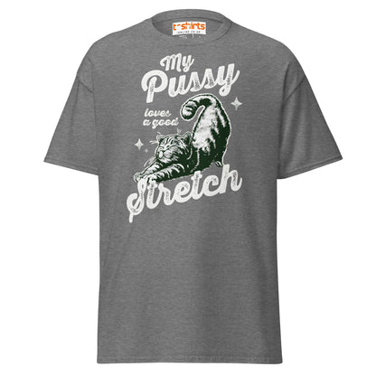 My Pussy Loves a Good Stretch T-Shirt | Funny Cat Tee - Graphite Heather - T-Shirts Online