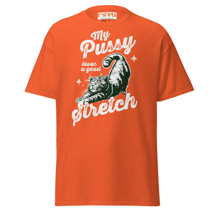 My Pussy Loves a Good Stretch T-Shirt | Funny Cat Tee - Orange - T-Shirts Online