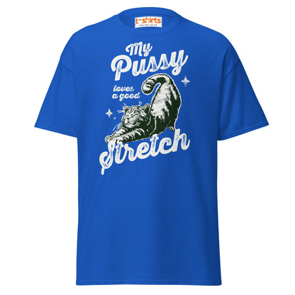 My Pussy Loves a Good Stretch T-Shirt | Funny Cat Tee - Royal - T-Shirts Online