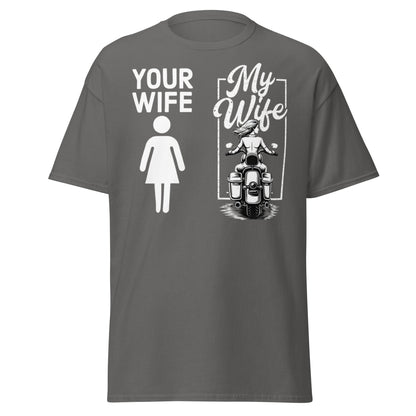 My Wife Biker T-Shirt – Funny Motorcycle Comparison Tee - Charcoal - T-Shirts Online