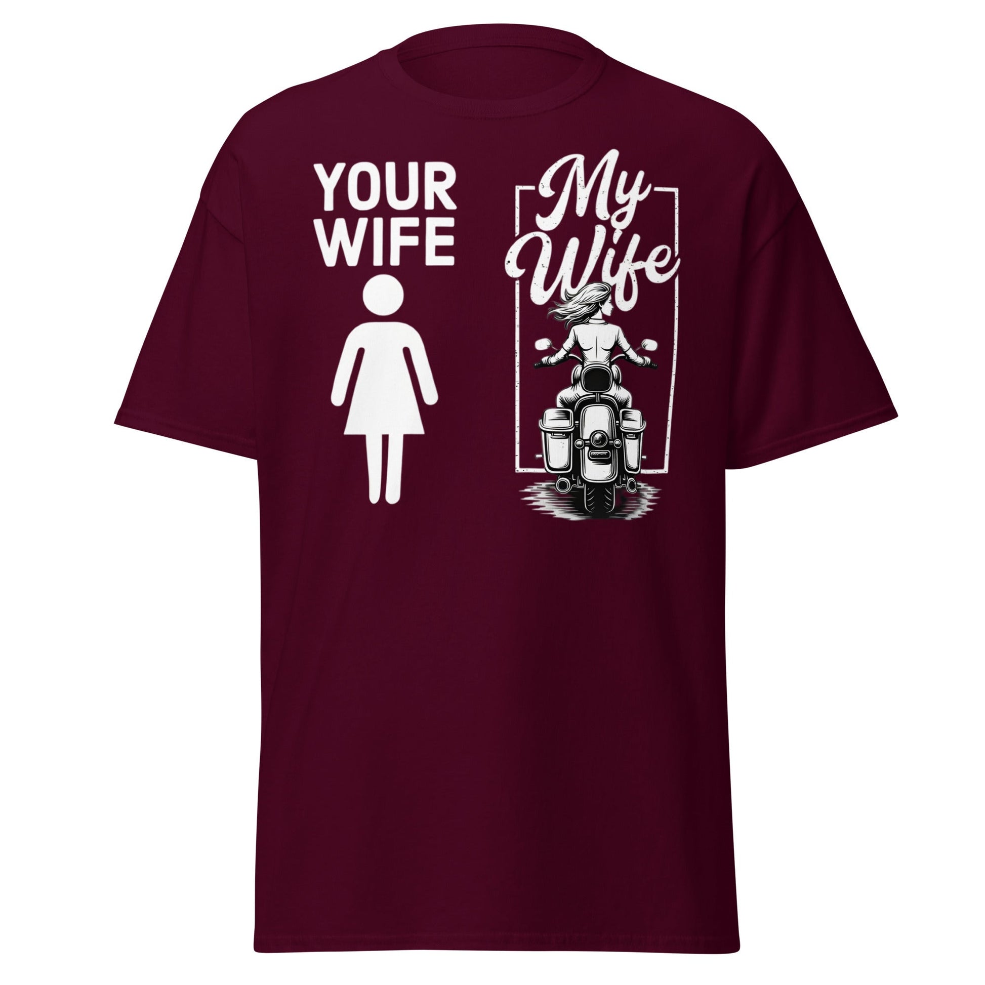 My Wife Biker T-Shirt – Funny Motorcycle Comparison Tee - Maroon - T-Shirts Online