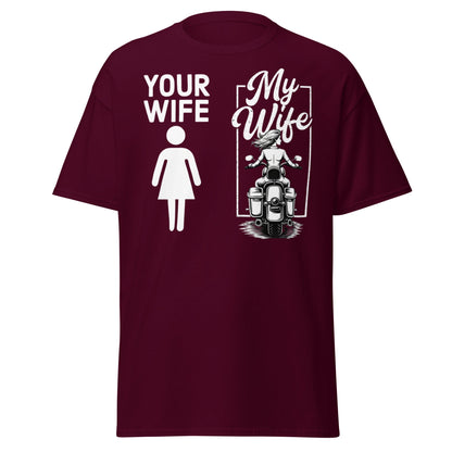 My Wife Biker T-Shirt – Funny Motorcycle Comparison Tee - Maroon - T-Shirts Online
