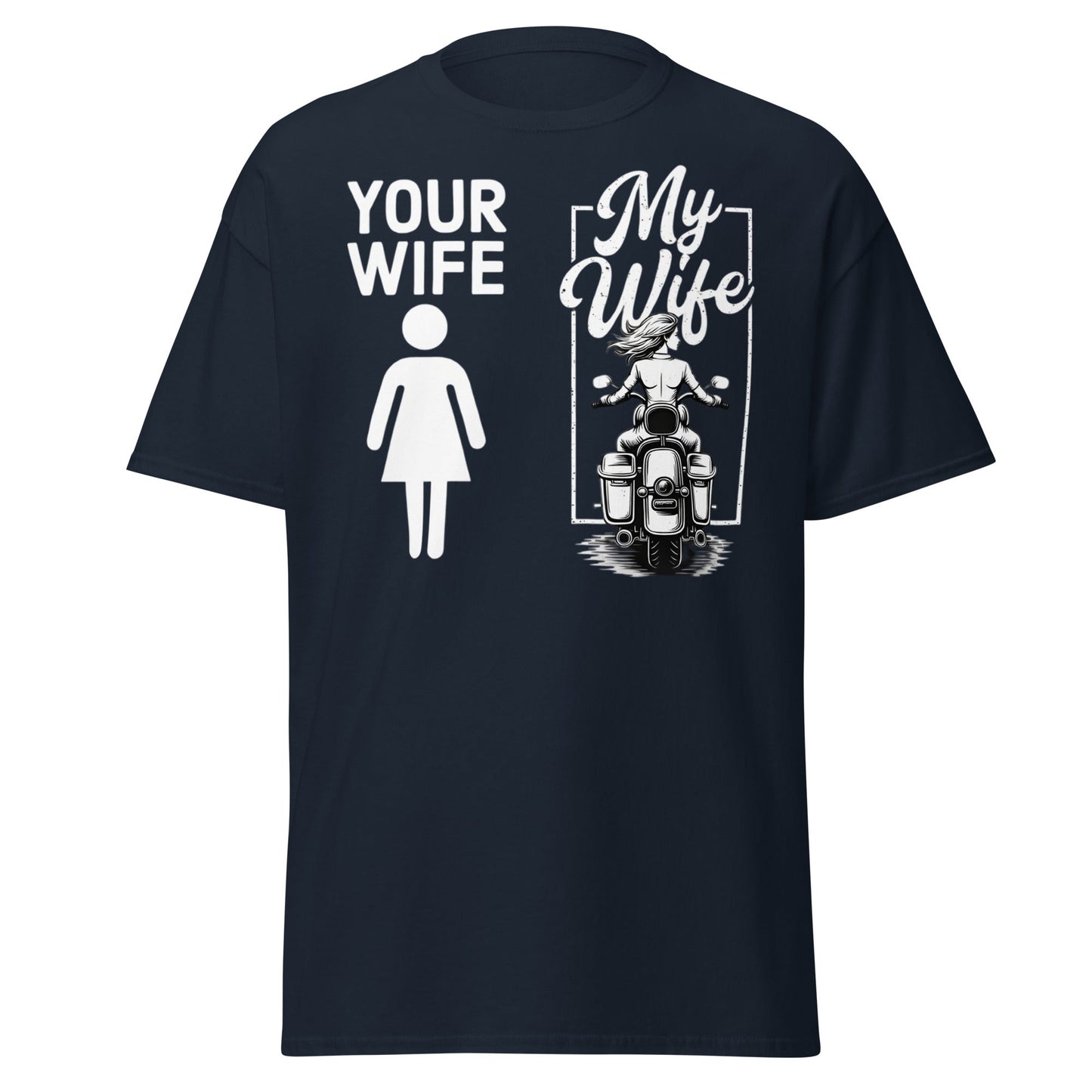 My Wife Biker T-Shirt – Funny Motorcycle Comparison Tee - Navy - T-Shirts Online