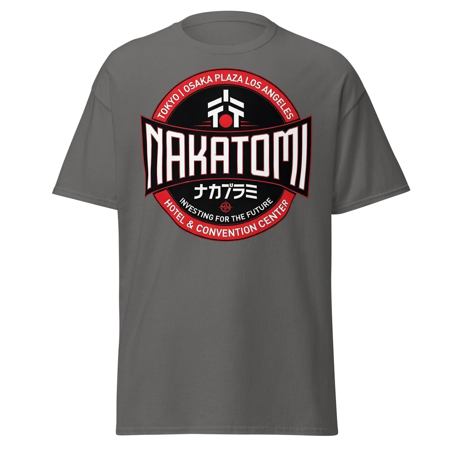 Nakatomi Plaza T-Shirt - Iconic 80s Action Movie Fan Tee - Charcoal - T-Shirts Online