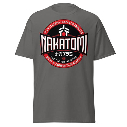 Nakatomi Plaza T-Shirt - Iconic 80s Action Movie Fan Tee - Charcoal - T-Shirts Online