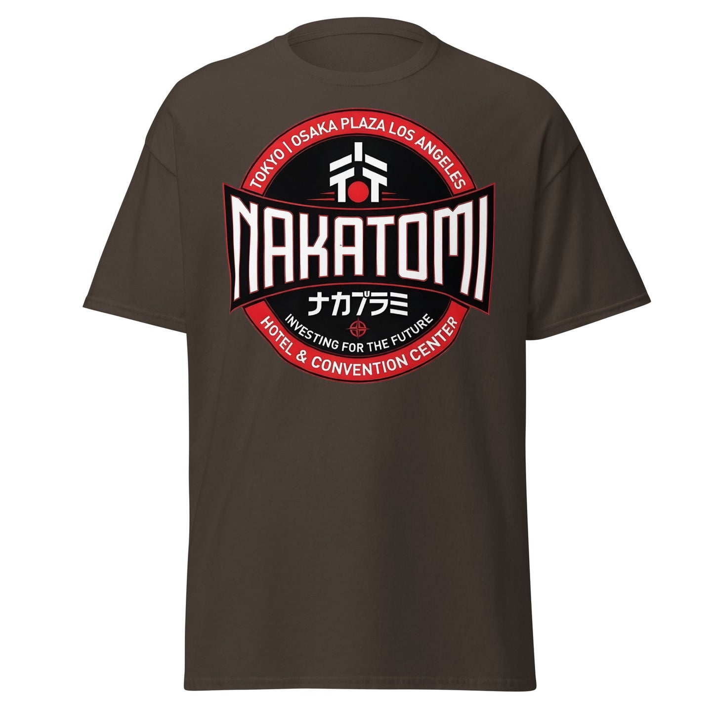 Nakatomi Plaza T-Shirt - Iconic 80s Action Movie Fan Tee - Dark Chocolate - T-Shirts Online