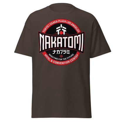 Nakatomi Plaza T-Shirt - Iconic 80s Action Movie Fan Tee - Dark Chocolate - T-Shirts Online