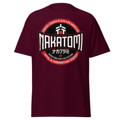 Nakatomi Plaza T-Shirt - Iconic 80s Action Movie Fan Tee - Maroon - T-Shirts Online