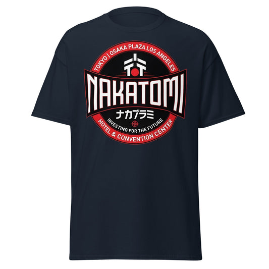 Nakatomi Plaza T-Shirt - Iconic 80s Action Movie Fan Tee - Navy - T-Shirts Online