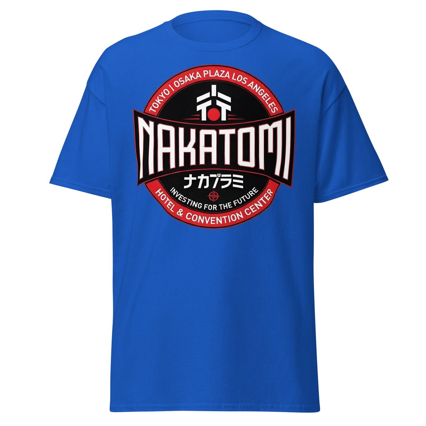 Nakatomi Plaza T-Shirt - Iconic 80s Action Movie Fan Tee - Royal - T-Shirts Online