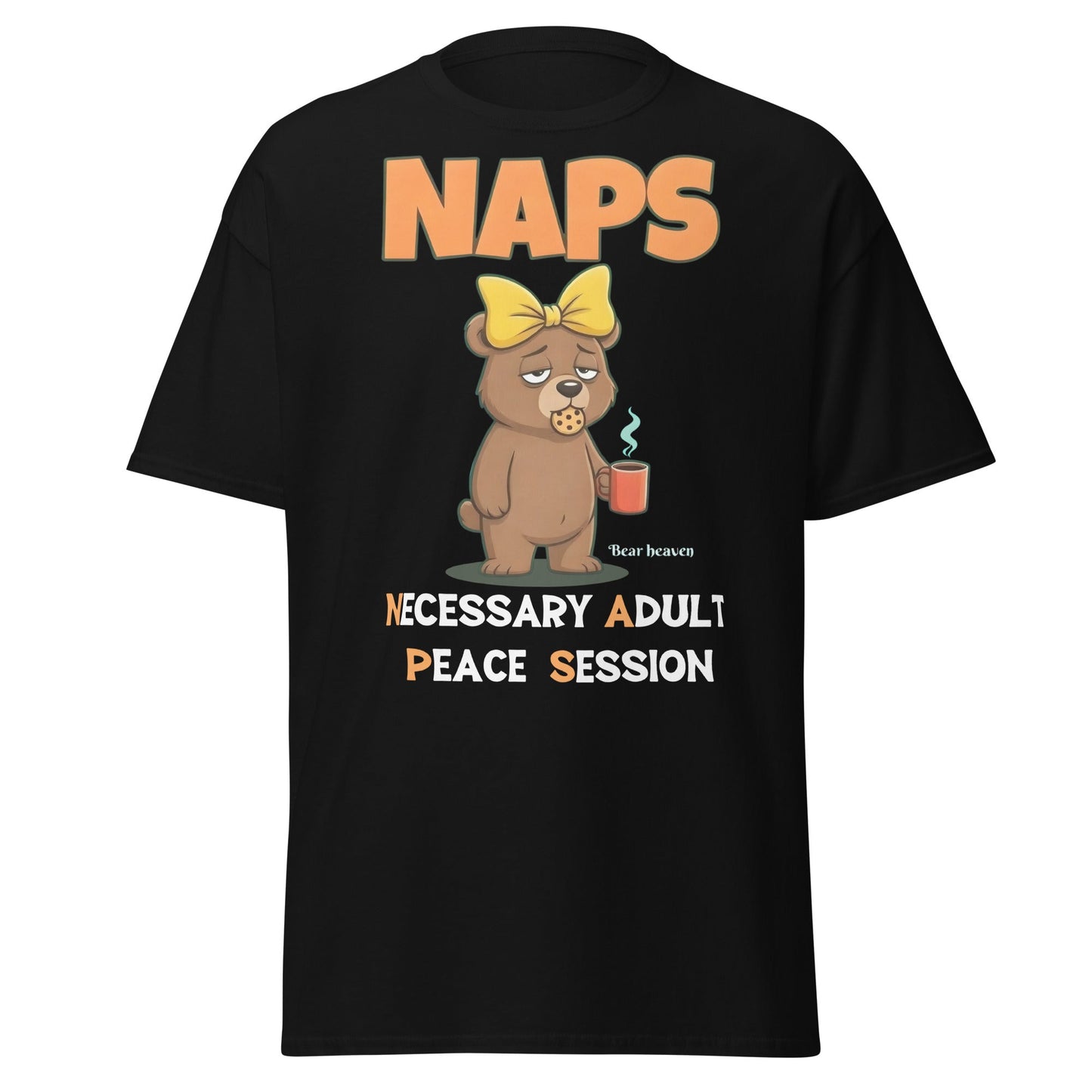 NAPS Necessary Adult Peace Session Funny Bear T-Shirt - Black - T-Shirts Online