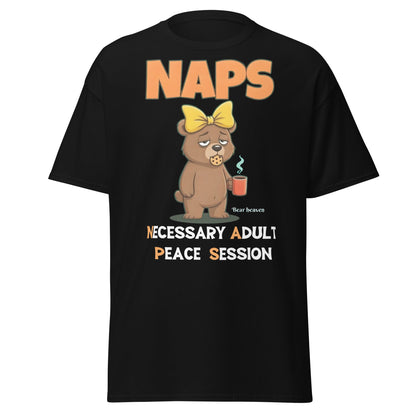 NAPS Necessary Adult Peace Session Funny Bear T-Shirt - Black - T-Shirts Online