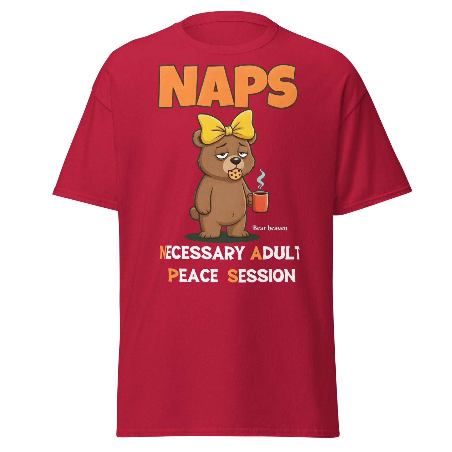 NAPS Necessary Adult Peace Session Funny Bear T-Shirt - Cardinal - T-Shirts Online