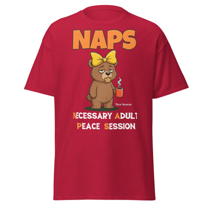 NAPS Necessary Adult Peace Session Funny Bear T-Shirt - Cardinal - T-Shirts Online