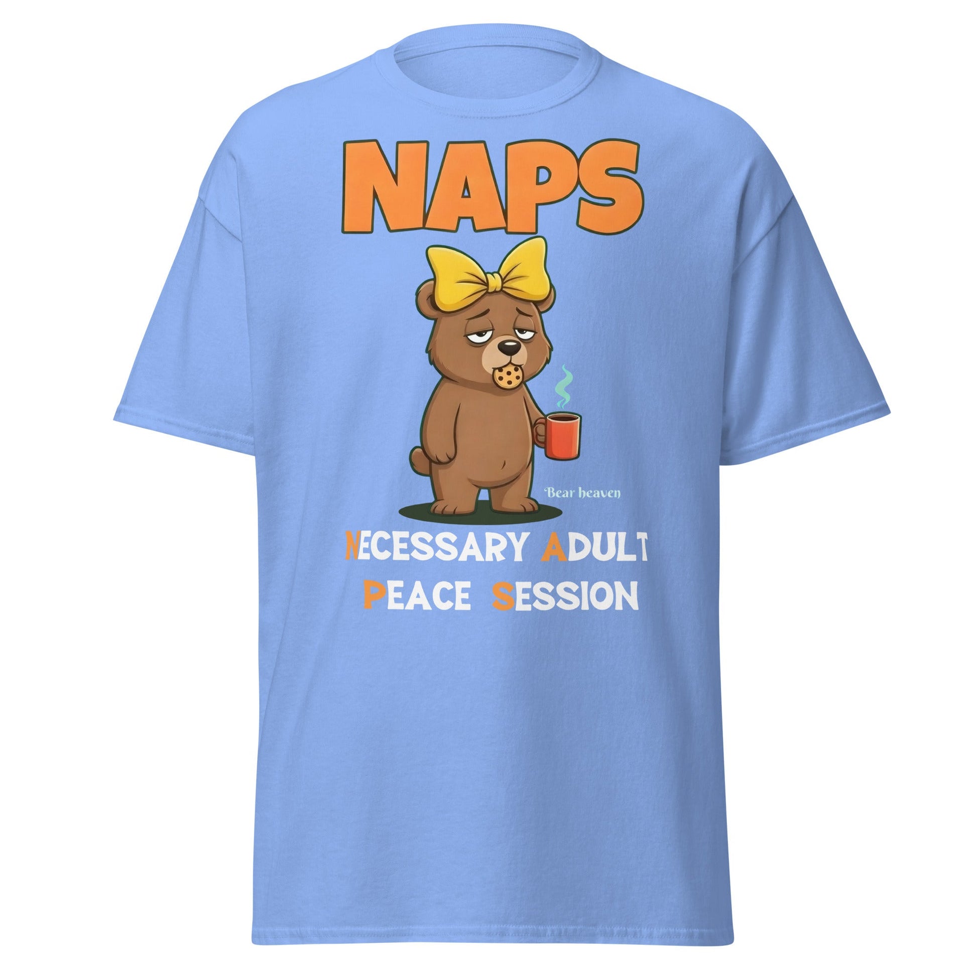 NAPS Necessary Adult Peace Session Funny Bear T-Shirt - Carolina Blue - T-Shirts Online