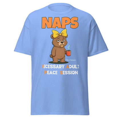 NAPS Necessary Adult Peace Session Funny Bear T-Shirt - Carolina Blue - T-Shirts Online