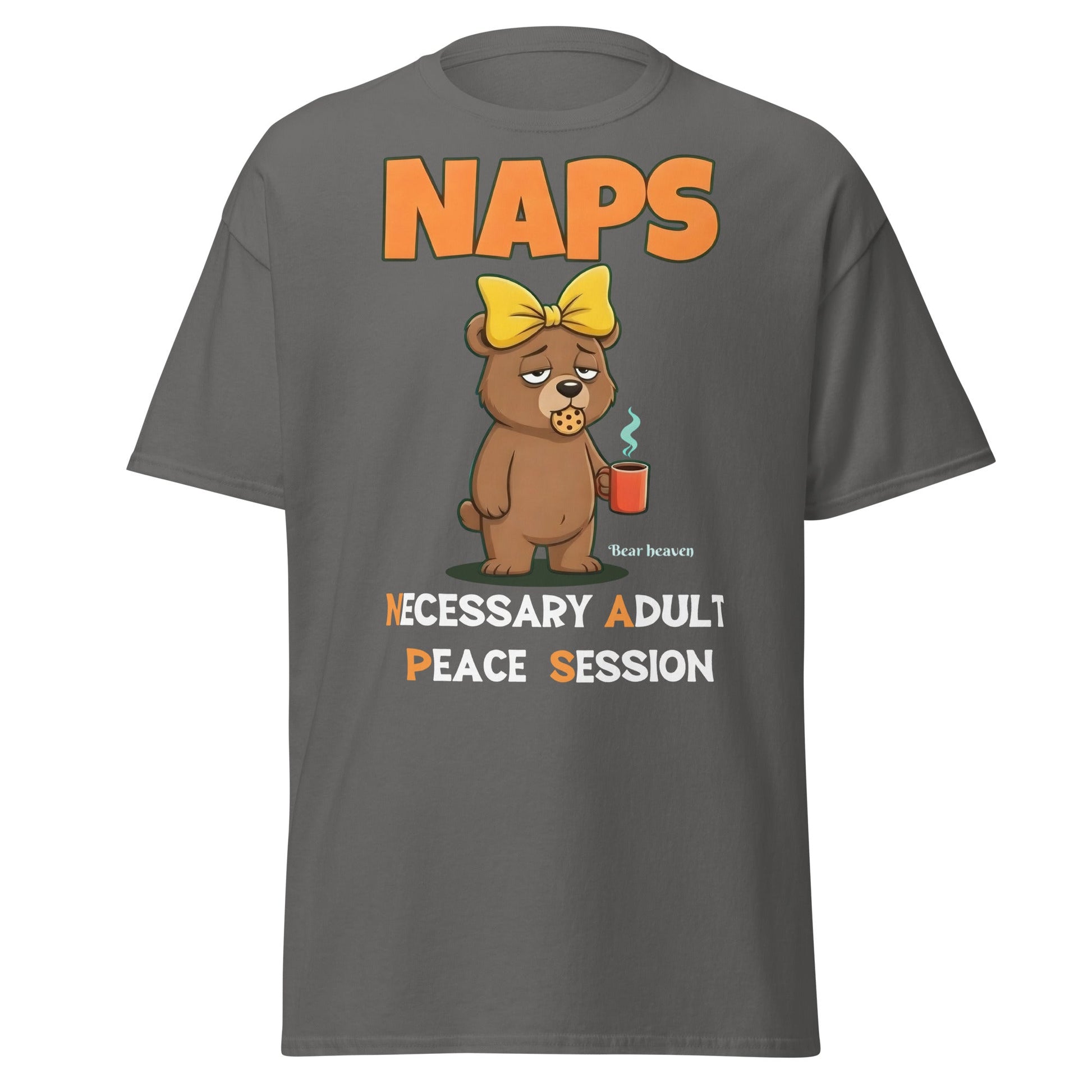 NAPS Necessary Adult Peace Session Funny Bear T-Shirt - Charcoal - T-Shirts Online