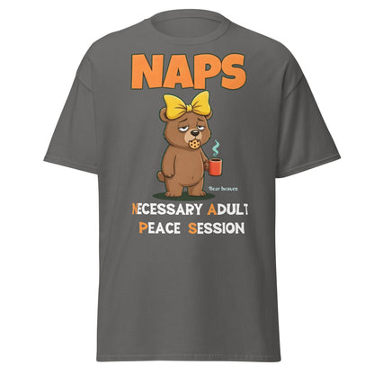 NAPS Necessary Adult Peace Session Funny Bear T-Shirt - Charcoal - T-Shirts Online