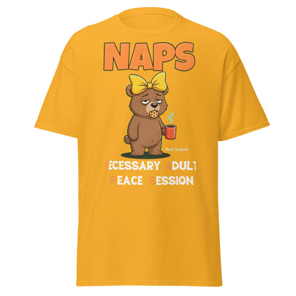 NAPS Necessary Adult Peace Session Funny Bear T-Shirt - Gold - T-Shirts Online
