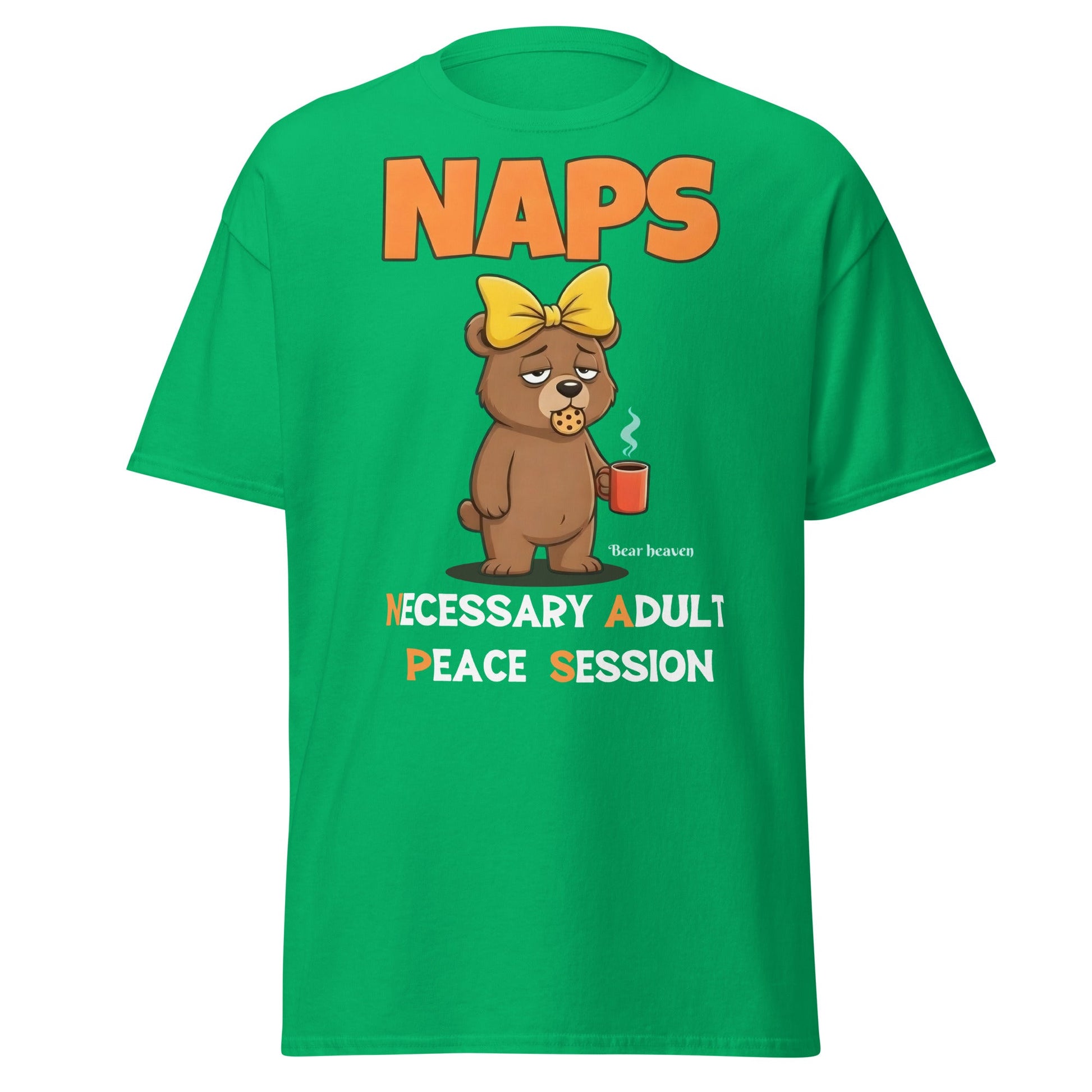 NAPS Necessary Adult Peace Session Funny Bear T-Shirt - Irish Green - T-Shirts Online