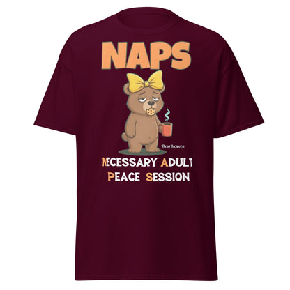 NAPS Necessary Adult Peace Session Funny Bear T-Shirt - Maroon - T-Shirts Online